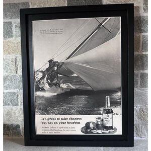 Vintage Advertising Print Alcohol Walker's DeLuxe Sail Boat Lake St. Clair 1961